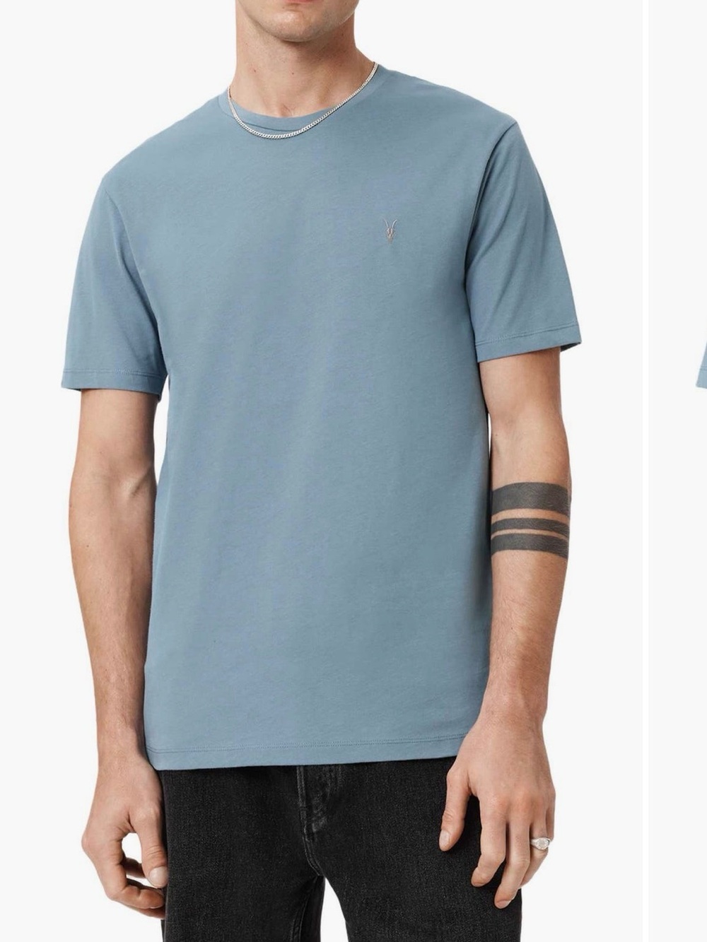 Bundle! AllSaints Charcoal Crewneck Tee & Light Blue Tee - set of two